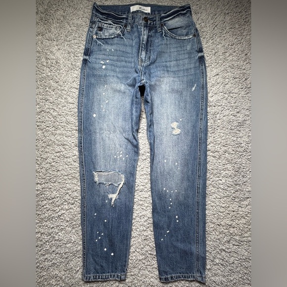 Kancan Jeans Womens 24 High Rise Relaxed Baggy Casual Distressed Grunge Thrashed - Picture 1 of 4